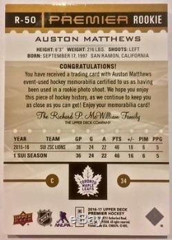 16-17 Upper Deck Premier Rookie Tag Auston Matthews 1/12 Toronto Maple Leafs