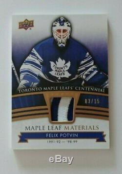 17-18 UD Toronto Maple Leafs Centennial FELIX POTVIN PREMIUM PATCH GOLD #03/15