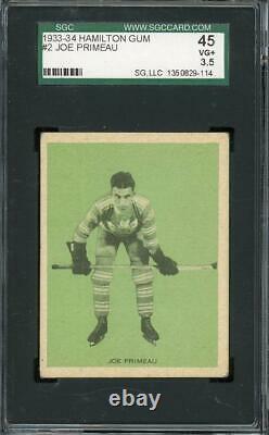 1933 V288 Hamilton Gum #2 Joe Primeau Maple Leafs HOF SGC 45 Rookie
