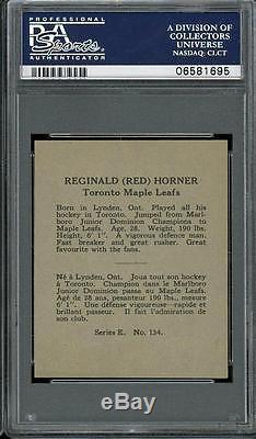 1937 V304E O P Chee #134 Red Horner Toronto Maple Leafs HOF PSA 7 1 of 2