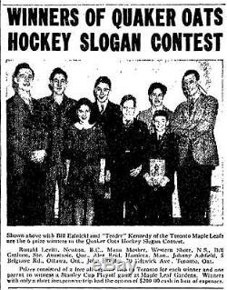 1946-47 Quaker Oats SLOGAN CONTEST Postcard Toronto Maple Leafs Vtg Hockey Card