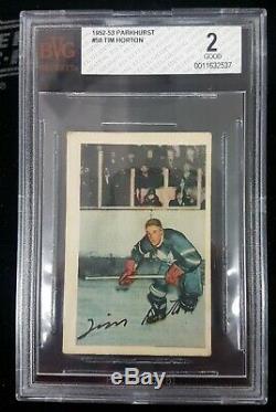1952 1952-53 Parkhurst Tim Horton Rookie Card Bvg 2 Good 58 Toronto Maple Leafs