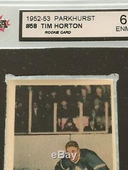 1952-53 Parkhurst # 58 Tim Horton Rc Ksa 6