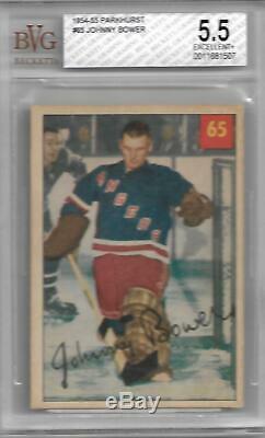 1954-55 Parkhurst #65 Bvg Bgs 5.5 Johnny Bower Rc Rookie Maple Leafs Hof Uer