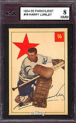 1954 55 Parkhurst Hockey #16 Harry Lumley Ksa 8 Nm Mint Toronto Maple Leafs Card