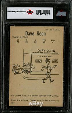 1961-62 Parkhurst #5 Dave Keon HOF Rookie Card Sharp Corners Perfect Color KSA 8