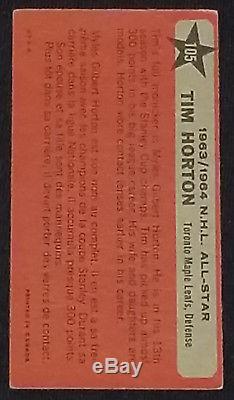 1964/65 Topps Tall Boy Tim Horton Toronto Maple Leafs Hockey Card #105