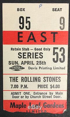 1965 Rolling Stones Concert Ticket 1st Show Maple Leaf Gardens Toronto Canada