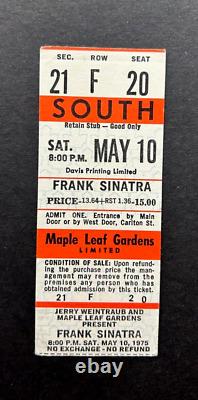 1975 FRANK SINATRA Concert Ticket Stub MAPLE LEAF GARDENS TORONTO ONTARIO CANADA