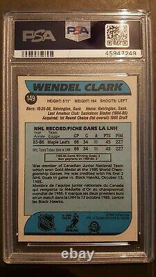 1986 O-Pee-Chee Hockey #149 Wendel Clark Rookie card PSA 9 Mint! Maple Leafs