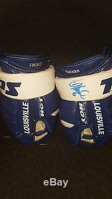 2001-02 Darcy Tucker Toronto Maple Leafs Game Worn & Signed Photo Matched Gloves