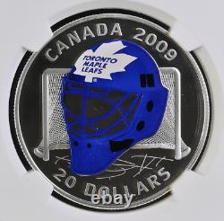 2009 Canada $20 Hockey Goalie Mask Toronto Maple Leafs Ngc Pf69 Uc Silver Coin