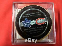 2009 NHL MONTREAL CANADIENS vs TORONTO MAPLE LEAFS GOAL PUCK withCOA ALEX KOVALEV