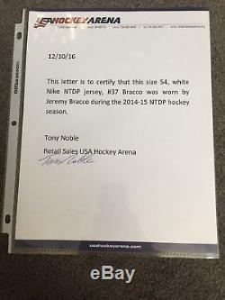 2014-15 Game Worn Team USA Jeremy Bracco Jersey Toronto Maple Leafs NTDP COA