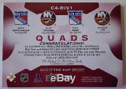 2015-16 The Cup Quads Jerseys Red Tags #/2 John Tavares Rick Nash Zuccarello Lee