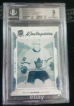 2016 16-17 The Cup Mitch Marner Ice Rookie Printing Plates Cyan 1/1 Bgs 9 Leaf