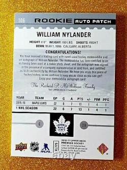 2016-17 Premier William Nylander Rookie Auto Patch /199 Amazing Leaf Autograph