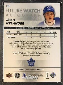 2016 17 SP Authentic FUTURE WATCH AUTO Rookie WILLIAM NYLANDER / 999 RC Leafs