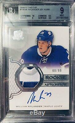 2016-17 UD The Cup Rookie Patch Auto /99 BGS 9 LOGO PATCH William Nylander