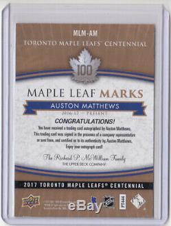 2017-18 Toronto Maple Leafs Centennial Maple Leafs Marks Auston Matthews Ssp
