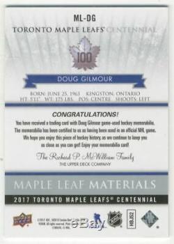 2017-18 Toronto Maple Leafs Centennial Maple Leafs Materials Doug Gilmour Jersey