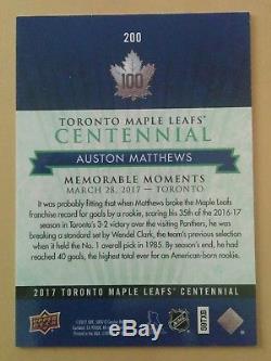 2017-18 UD Toronto Maple Leafs Centennial #200 Auston Matthews Green 08/25 SSP