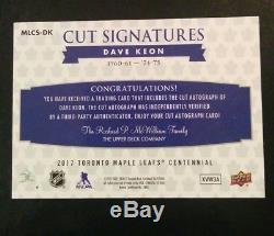 2017-18 UD Toronto Maple Leafs Centennial Dave Keon Cut Signatures # 4/5 SSSP
