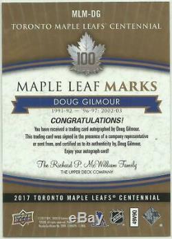 2017-18 Ud Toronto Maple Leafs Centennial Doug Gilmour Ssp Marks Group A #mlm-dg