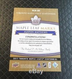 2017 Toronto Maple Leafs Centennial MLM-AM Auston Matthews AUTO Marks AUTOGRAPH