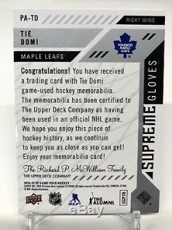 2018-19 SP Game Used Tie Domi Supreme Gloves Patch 15/15