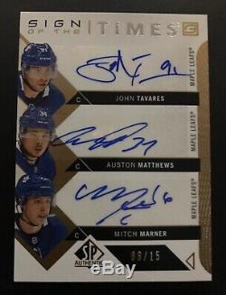 2018 SP Auth Sign of the Times 3 ST3-TOR TAVARES AUSTON MATTHEWS MARNER /15