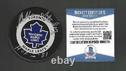 Allan Stanley Signed Toronto Maple Leafs Official Game Puck Beckett COA