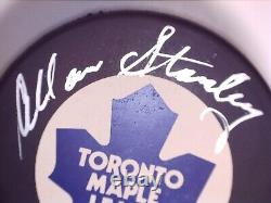 Allan Stanley Signed Toronto Maple Leafs Trench Puck COA