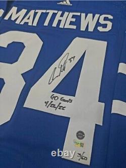 Auston MATTHEWS Signed Toronto Maple Leafs 60 GOALS 4/26/22 FANATICS COA #3/60