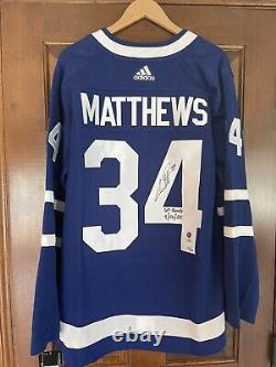 Auston MATTHEWS Signed Toronto Maple Leafs 60 GOALS 4/26/22 FANATICS COA #3/60