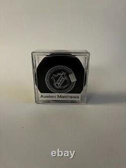 Auston Matthews Autographed 2016 NHL Draft Puck Toronto Maple Leafs No COA