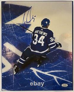 Auston Matthews Autographed/Signed Toronto Maple Leafs 11x14 Canvas PSA