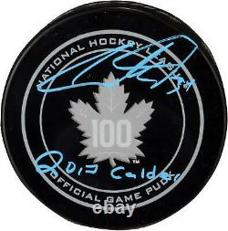 Auston Matthews Maple Leafs Autographed 100th Game Puck with Insc Fanatics
