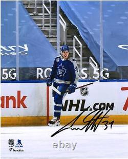 Auston Matthews Maple Leafs Signed 8x10 Reverse Retro Jersey Goal Celebrat Photo