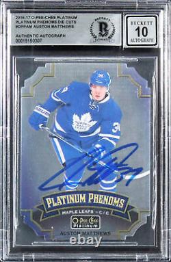 Auston Matthews Signed 2016 OPC Platinum Die Cuts #OPPAM Card Auto 10! BAS Slab