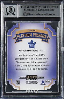 Auston Matthews Signed 2016 OPC Platinum Die Cuts #OPPAM Card Auto 10! BAS Slab