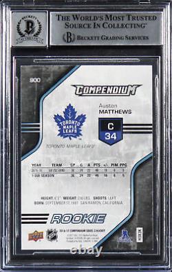 Auston Matthews Signed 2016 UD Compendium Blue #900 RC Card Auto 10! BAS Slabbed