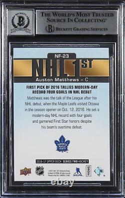 Auston Matthews Signed 2016 Upper Deck NHL Firsts #NF23 RC Card Auto 10 BAS Slab