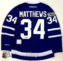 Auston Matthews Signed Toronto Maple Leafs Reebok Jersey NHL 100 Patch Psa Coa