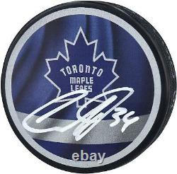 Auston Matthews Toronto Maple Leafs Autographed Reverse Retro Logo Hockey Puck