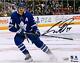 Auston Matthews Toronto Maple Leafs Signed 8 X 10 Blue Jersey Stopping Photo