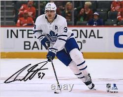 Auston Matthews Toronto Maple Leafs Signed 8 x 10 White Jersey Skating Photo