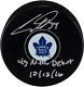 Auston Matthews Toronto Maple Leafs Signed Hockey Puck & 4g Debut 10/12/16 Insc