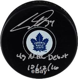 Auston Matthews Toronto Maple Leafs Signed Hockey Puck & 4G Debut 10/12/16 Insc