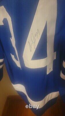 Auston Matthews signed Blue Toronto Maple Leafs Hockey Jersey with COA Sz XL